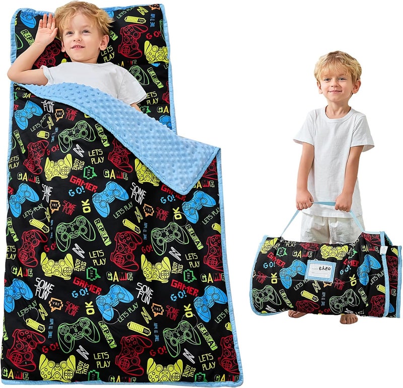 lasoftan Toddler Nap Mat with Pillow and Blanket, Extra Large Rolled Napping Mats,Slumber Bags for Boys Girls,Kids Sleeping Bag for Daycare, Preschool Travel Camping - Image 1